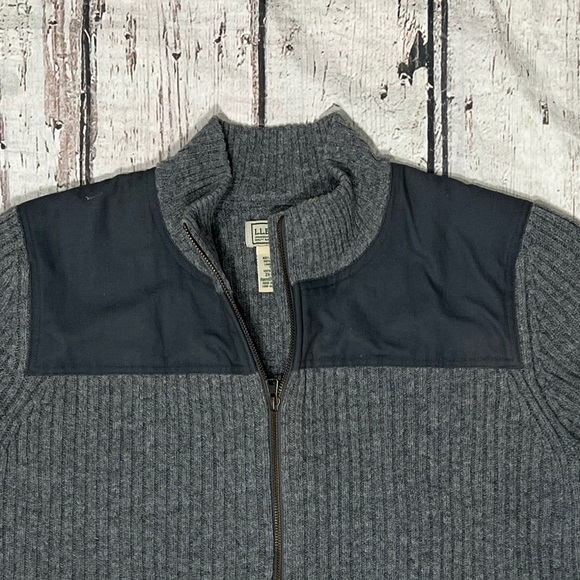 LL Bean Cable Knit Chunky Blue Wool Zip Up Vintage Women's Sweater - Picture 2 of 4